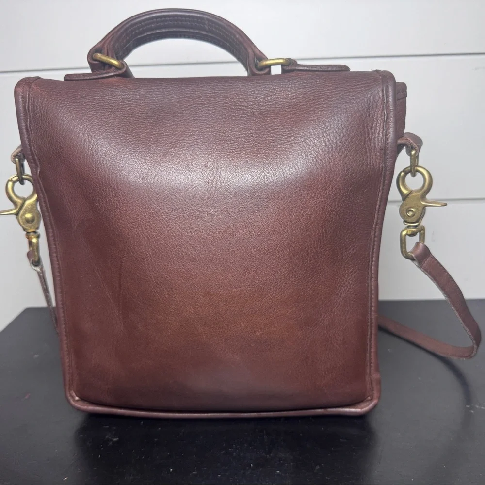 Vintage Coach Station Bag 5130 Brown Leather Crossbody Turnlock Bag 90s Classic - Picture 4 of 16